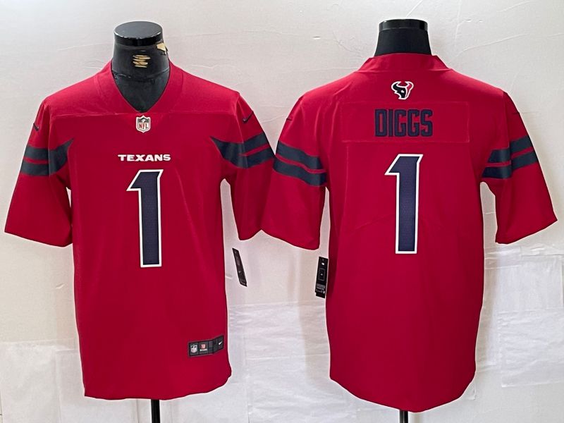 Men Houston Texans #1 Diggs Red Second generations 2025 Nike Limited NFL Jersey style 1->houston texans->NFL Jersey